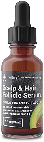 مصل نمو الشعر (الكل في واحد) من د. بيرجز مع زيت الجوجوبا وزيت الخروع للشعر الأكثر كثافة وامتلاءً | يحتوي على 13 زيتًا لنمو الشعر الطبيعي بالكامل من النباتات | مضافان فيتامين E وD لتعزيز | 59 مل