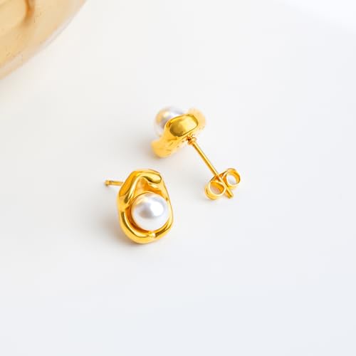 Image of Rubans Demi Fine Stainless Steel Stud Earrings Daily Gift for Women & Girls