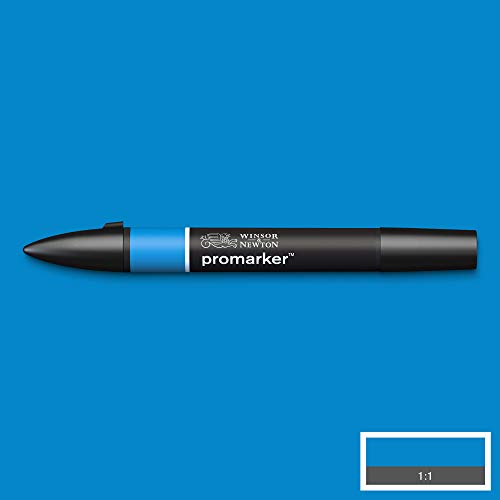 Image of Winsor & Newton Promarker, Alcohol Based Markers, Azure (B346), Double Tipped Drawing Marker Set for Artists, Graphic Designers, Illustrators - Chisel & Fine Twin Tip, Streak Free Coverage