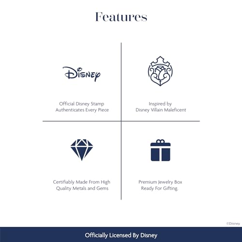 Jewelili Enchanted Disney Fine Jewelry Maleficent Wing Heart Necklace for Women | Black Rhodium over Sterling Silver | Heart Black Onyx & 1/10 CTTW Black Diamonds | 18" Cable Chain | Gift for Her4