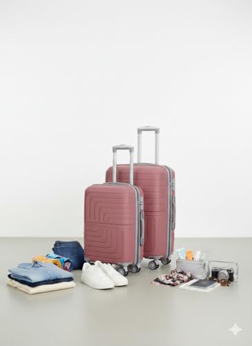 Image of Pro 8 Wheels Set of 2 (Cabin + Medium) Trolley Bags, Hard Case Polypropylene, 360º Wheeling Luggage for Men & Women, Suitcase for Travel, Trolley Bags for Travel (Pink)