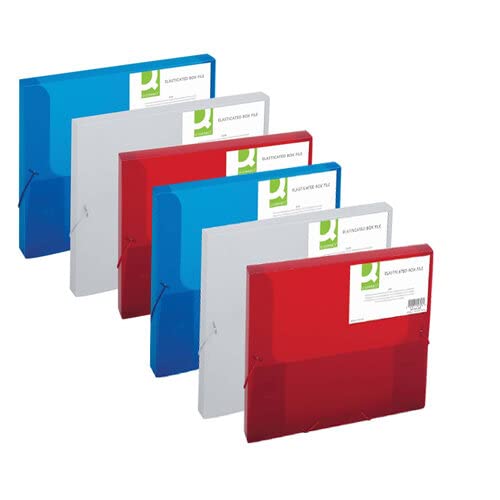 Q-Connect Elasticated Folder 25mm A4 Blue - Document File Box For A4/Foolscap Papers, Office Archiving