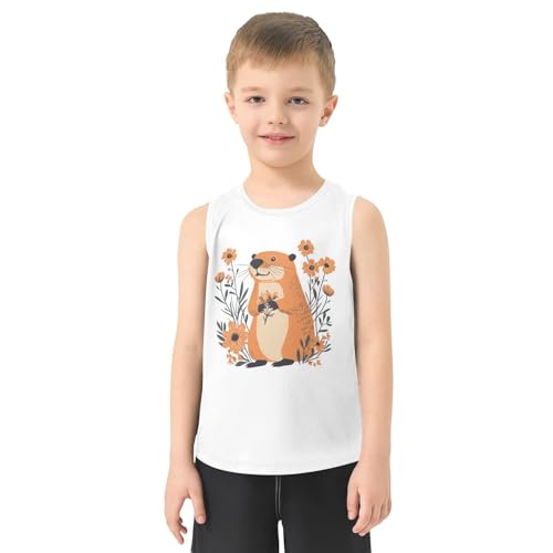 Boys Tank Top Shirts Beavers and Floral Sleeveless T-Shirts Crew Neck for Kids Clothing Children2