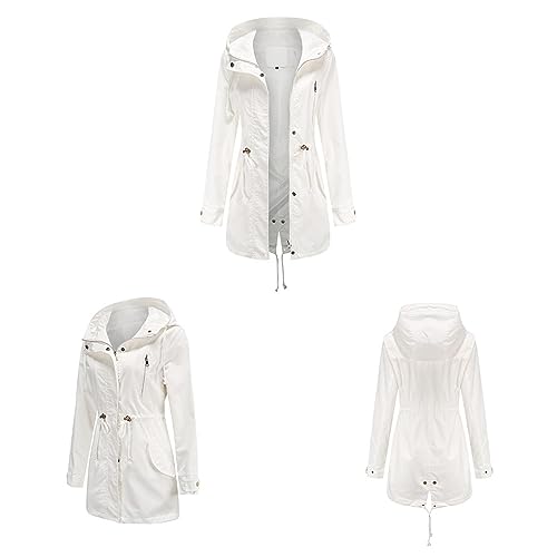 Amikadom F-F0 Jaqueta branca com capuz impermeável simples treino atlético corrida para jovens outon