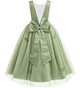 IDOPIP Flower Girl V-Backless Bowknot Dress for Kids Wedding Formal Party Pageant Maxi Gown Princ...