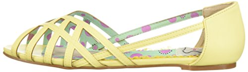 Bettie Page Women's 100-Carren Peep Toe Flat Yellow 8 #TOP7