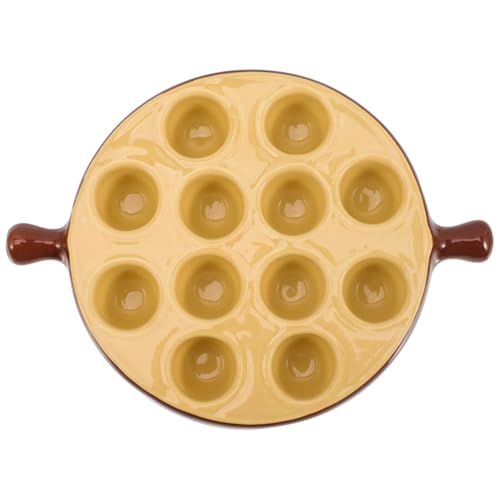 Mipcase Plato Cerámico para Horno de Caracoles Resistente Alta Temperatura con Ranuras Antideslizantes para Mariscos Apto Lavavajillas para Restaurante y Hogar