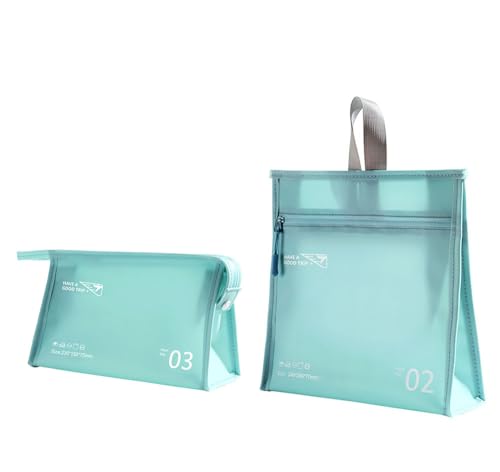 Bombinate 防水ポーチ 2枚入 完全防水 ビニールポーチ サウナバッグ (ライトブルー)