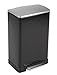 EKO E-Cube metalowy kosz na śmieci z pedałem, pojemność 40 l, 34,5 x 40,3 x 65 cm, system amortyzujący, bez odcisków palców, stay-open, mocowanie worka na odpady), matowy czarny