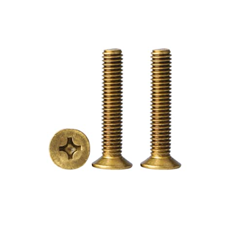 MACHSWON 10PCS M6 Brass Cross Countersunk Head Screws M6*40mm Brass Screw Threaded Flat Head Screws Cross Countersunk Head Copper Screw - Image 2