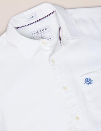 Image of U.S. Polo ASSN. Men's Solid Spread Collar Premium Cotton Dobby Tailored Fit Shirt