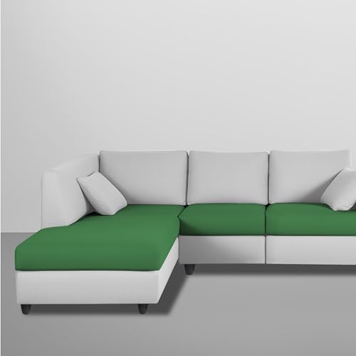 Image of Florian LHS 4 Seater L Shape Sofa Set for Living Room (Green Grey Fabric) Premium Fabric Sofa