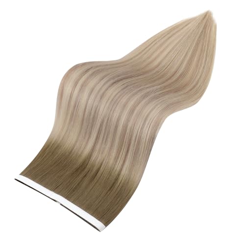 Image of Full Shine Hair Extensions Real Human Hair Tape in Color 8 /60 /18 Tape in Extensions 22Inch Genius Wide Long Weft Remy Seamless Invisible Extension 50G Natural Straight Soft One Piece