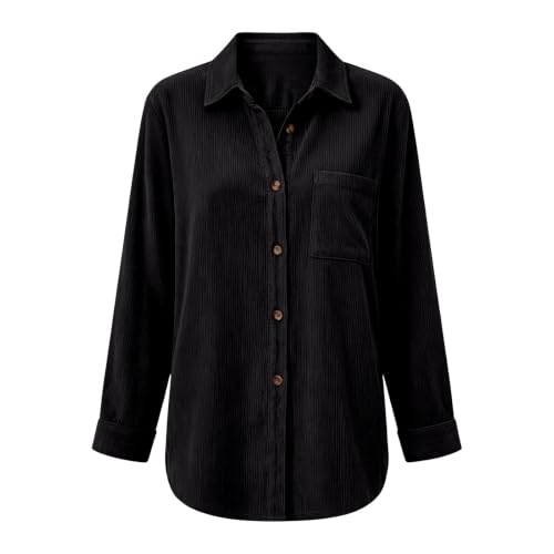Womens Corduroy Button Down Shirts, Long Sleeve Collared Shacket Top - image 4