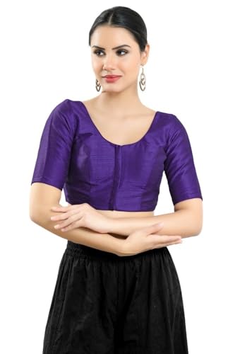 Image of Vamas Women's Silk Padded Self Design Half Sleeve Readymade Saree Blouse (X-766.N)