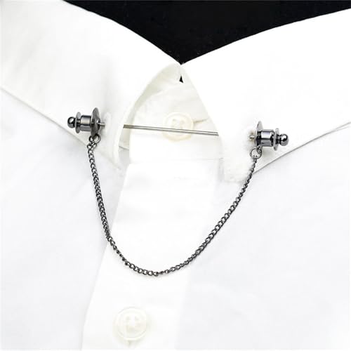 Image of Chain Lapel Pin Collar Bar Tassel Brooch Classic Ball Head Brass Shirt Collar Bar Tie Pins for Men Wedding Business