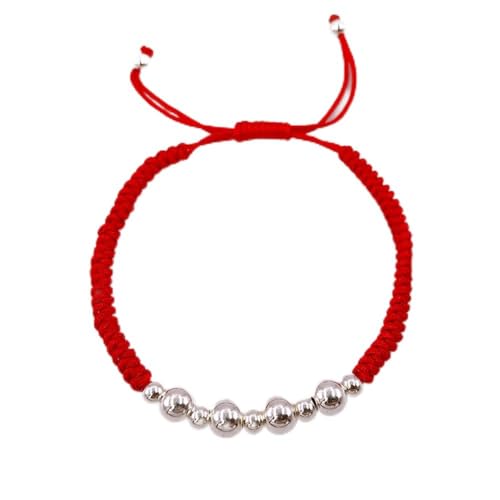 Bracelets d'amitié réglables en fil rouge et perles d'argent S925
