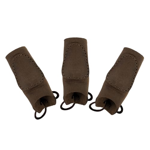Valhalla Gear, Set of 3 Finger Protectors, Hand Guard, Recurve Bow, Shooting Targeting, Cosplay, Full Grain Leather, Handmade Archer Accessories, Bourbon Brown - Thumbnail 3