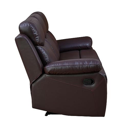 Image of Torque - Weston 3 Seater Leatherette Manual Recliner | Recliner Sofa /Chair for Living Room, Bedroom, Office (Brown) | 1 Year Warranty