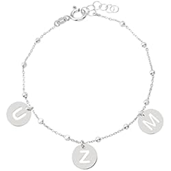 Pulseras Con Medalla Para Grabar PlataJewels- Pulsera con Inicial Mujer Plata de Ley 925. Pulsera de Bolitas Personalizadas con Letras a elegir A-Z. Pulseras personalizadas con Iniciales. Regalo Mujer Ideal para Mama, Hermana, Niña.