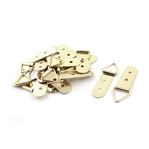 Gadpiparty 100 piezas Gancho de Marco Triangular D Cobre con Tornillos Dorados Unidades Pequeñas para Colgar Cuadros y Fotos Soporte Resistente para Paredes Hogar y Oficina