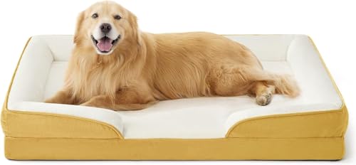 Image of Cutepups Orthopedic Dog Bed Comfortable Dog Mattress for Sleeping, Washable pet Bed for Dogs (Yellow /Cream, XL)