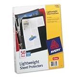 AVE2VY811 - Clear Light Gauge Poly Sheet Protectors w/Mounting Sheets, Open 3 Sides, 50/Box (AVE2VY811)