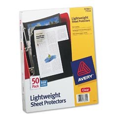 AVE2VY811 - Clear Light Gauge Poly Sheet Protectors w/Mounting Sheets, Open 3 Sides, 50/Box (AVE2VY811)