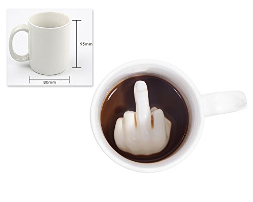 ds. distinctive style Koffiemok 350 ml middelvinger mok koffiemok keramische beker nieuwigheid cadeau - wit middle finger - Afbeelding 3