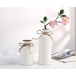 WHJY Modern Farmhouse Vase Decor Set of 3 White Vases for Decor Decorative White Vase Centerpiece Accent Ceramic Vase Set for Farmhouse Living Room Tabletop Decor