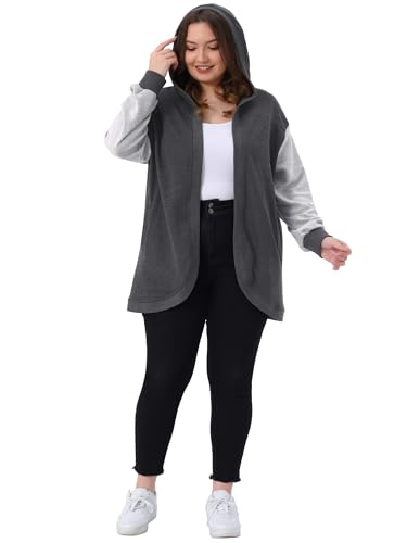 Agnes Orinda Plus Size Womens Hooded Open Front Sweatshirt Jacket with Pockets Casual Oversized Long Sleeve Hoodies3