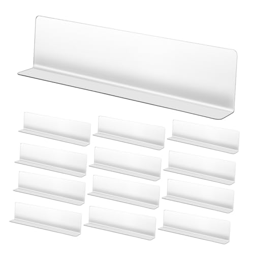 PRETYZOOM 20Pcs Transparent Shelf Dividers Shaped Organization Baffles for Closet Retail Supermarket Shelf Separators Partition for Wardrobe and Bookshelf Storage