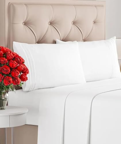 Queen Size 4 Piece Sheet Set - Comfy Breathable & Cooling Bed She...