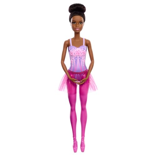 Barbie Poupée Ballerine poupée Brunette Tendance Portant Un Tutu Amovible posée avec des Bras de Ballet et des Chaussures à Bout « en Pointe » - vue 6