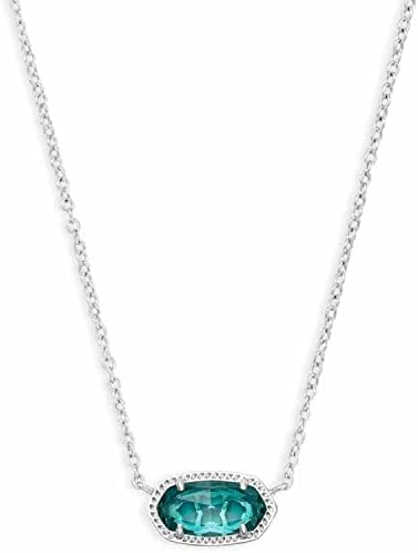 Kendra Scott Elisa Pendant Necklace for Women, Fashion Jewelry, Rhodium-Plated, London Blue