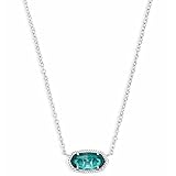 Kendra Scott Elisa Pendant Necklace for Women, Fashion Jewelry, Rhodium-Plated, London Blue