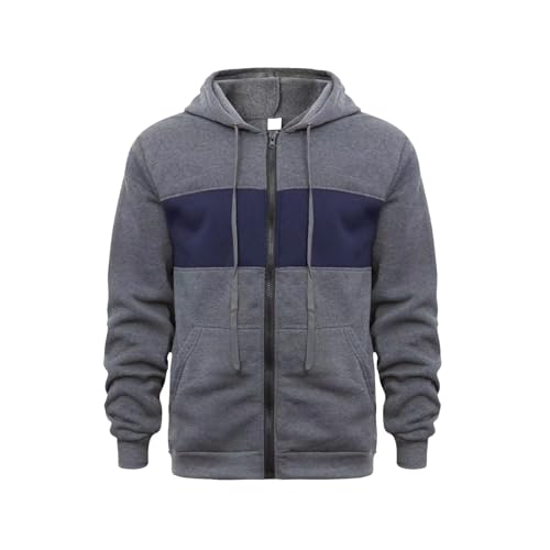 Men's Full Zipper Sweatshirts Color Matching Slim Fit Casual Sports Sweater Jacket Fall Winter2