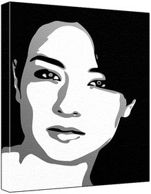 Cortney Palm (100% Original Painting. Not A Print ) Acrylic Paint On Deep Framed Canvas (60 x 50 x 1.8 cm) 3-Colour Black/Grey/White-image-3