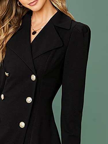 jackets for women Notch Collar Double Breasted Blazer Dress4