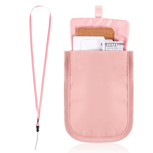 Image of Travel Pouch Undercover Bra Wallet Secret Stash Pocket with Adjustable Elastic Strap for Passport Valuables Pink