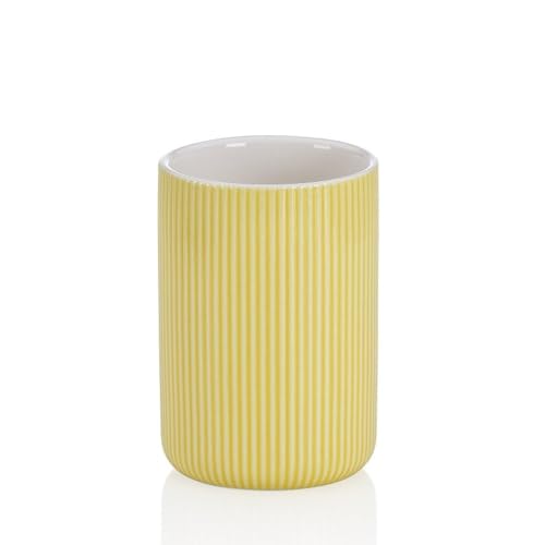 kela AVA Tazza in ceramica – Giallo, elegante bicchiere per spazzolini e utensili da bagno