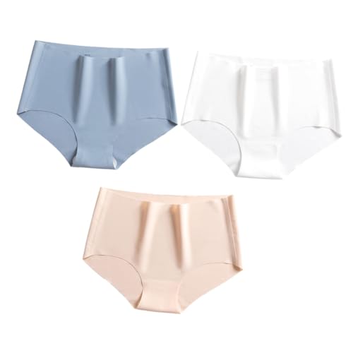 Anneome 3 Piezas Braguitas sin Costuras de Mujer de Seda Fría Transpirables Cintura Media Moldeadoras Suaves y Elásticas Pack de Unidades Colores Surtidos para Verano y Color Aleatorio