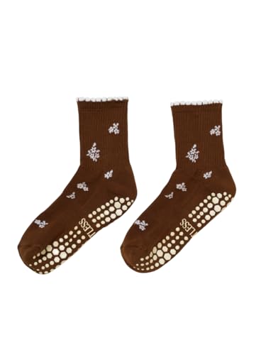 Image of Shapes Studio Half Calf Grip Socks, Cute Fruit Pilates Socks, Ruffle Socks, Non-Slip for Barre Yoga