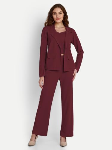 Image of GRECIILOOKS Co-ord Set for Women - Stylish Casual 3 Piece Blazer Set | Trendy Travel & Streetwear Look for Girls & Woman | Office Wear | Formal | Classic Collar Full Sleeve Blazer