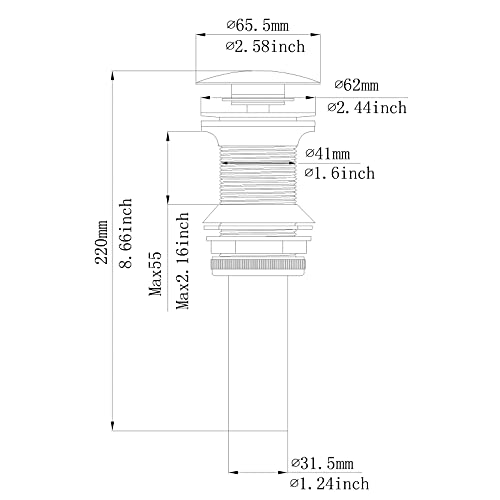 Bathfinesse Bathroom Faucet Vessel Vanity Sink Pop Up Drain Stopper Without Overflow Brass Fits Standard Bathroom Sink Hole 1-1/2" To 1-3/4" Brushed Nickel #TOP4