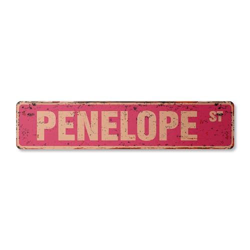 Penelope Vintage Plastic Street Sign Childrens Name Room Sign | Indoor/Outdoor | 24" Wide