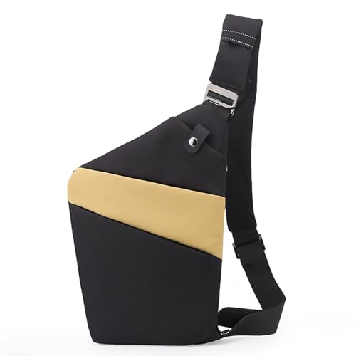 Image of Anti Theft Crossbody Bags for Women, Shoulder Bag Anti-theft Design for Travel, Sport (Black Khaki - Right Shoulder)