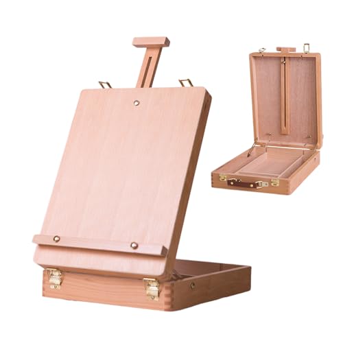 Premium Beech Wood Tabletop Sketchbox Easel with Storage Adjustable Portable Studio Art Box for Painting & Drawing Ideal for Artists Students & Beginners