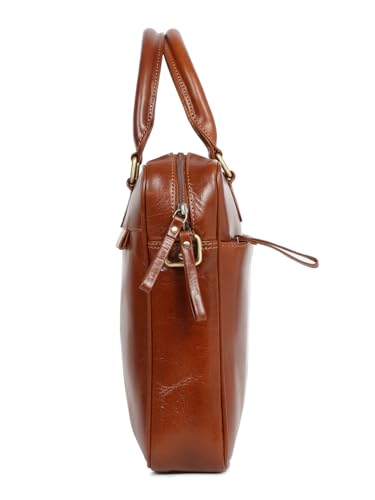Image of TEAKWOOD LEATHERS Unisex Tan Solid Leather Bag