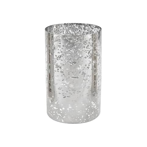 WGVI Hurricane Candle Holder Sleeve, W: 4", Ht: 6", Silver Speckled Glass Cylinder Open Both Ends, Chimney Tube Shade, 1 Piece Cover